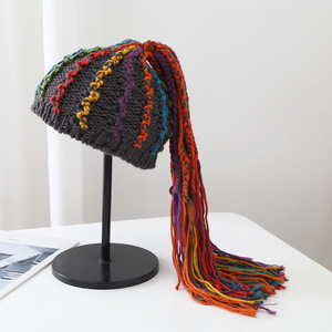 Chapeaux chauds unisexes pour l'automne et l'hiver, faits à la main, tissés, style hip-hop ethnique, chapeau <span class=keywords><strong>dreadlocks</strong></span>, <span class=keywords><strong>bonnet</strong></span> style automne - Product Image 4