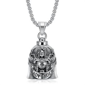 Collier avec pendentif cloche en acier inoxydable pour femme, cadeau pour motardes, chaîne de 3 mm, 60 cm - Product Image 4