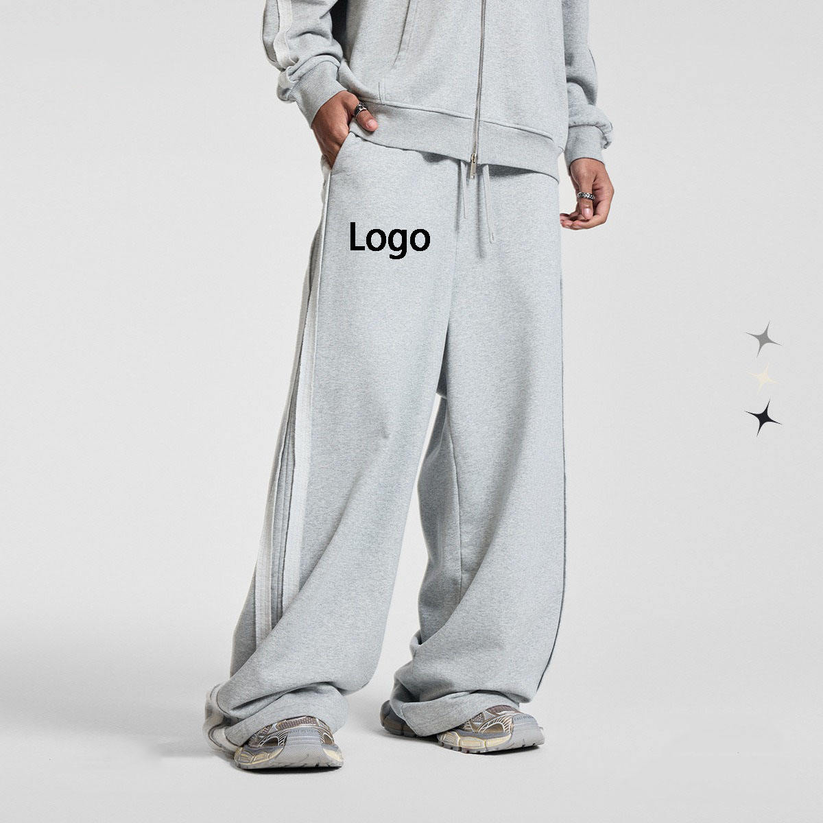 Best Selling Black Baggy Sweatpants Vintage Heavyweight Men's Style