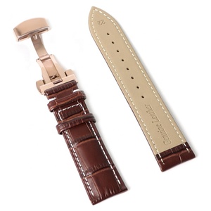 악어 패턴 천연 가죽 시계줄 화이트 스티치 남녀공용 18mm 20mm 22mm - Product Image 5