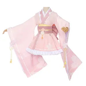 My Hero Uraraka Ochaco Cosplay Wig Costume Pink Sakura Lolita Suit Women Kimono Suits Halloween Party Uniforms Clothes Academia