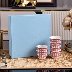 Juego de 6 Tazas de Té de Porcelana China con Platos, Estilo Moderno Minimalista Colorido de Oriente Medio, en Caja de Regalo - Product Image 5