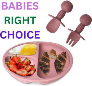 Juego de Plato y Tazón de Silicona para Bebé, Ecológico, Libre de BPA, Antiderrames, con Fuerte Succión, Babero de Alimentación - Product Image 6