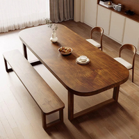Ensemble Table et Chaises de Salle à Manger Moderne Simple en Bois Massif pour Maison, Appartement et Mobilier Intérieur