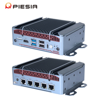 Mini PC Din Rail Tanpa Kipas 4 Port LAN Intel Generasi ke-12 N150 N305 16GB DDR5 Barebone DC 9~36V Firewall Pfsense Industrial Opsi PoE