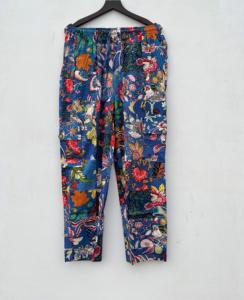 100% algodón puro cintura elástica bloque de mano estampado Patchwork Streetwear Cargo Joggers para verano secado rápido - Product Image 1