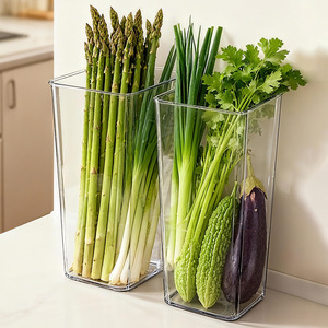 Transparent Rectangle Storage <b>Container</b> Large Capacity Kitchen Food Organizer For Vegetables And Herbs - Product Image 1