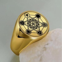 Bague Cube de Métatron en acier inoxydable, sceau d'ange, archange Métatron, géométrie sacrée, talisman de protection, bagues en acier inoxydable