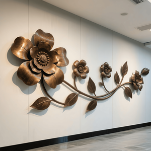 Sculture Floreali in Rilievo Personalizzate in Acciaio Inossidabile, Sculture Floreali 3D in Metallo per Decorazione d'Interni - Product Image 1