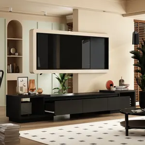 Mobiliário, sala de estar, moderno, branco e preto, conjunto de tv com 3 gavetas, armazenamento, armário, suporte para tv