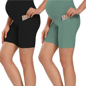 गर्भावस्था माँ कपड़े महिला मातृत्व योग शॉर्ट्स पैंट जेब के साथ उच्च Waisted कसरत लघु लेगिंग