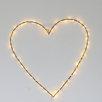 40CM 60 lumières LED blanc chaud Cadre de couronne métallique en forme de cœur avec lumières pour Noël et la décoration intérieure