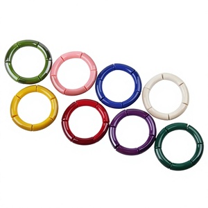 Wholesale Fashion <b>Bracelet</b> <b>Bangle</b> Multi-Color Design Stylish Elastic Tube Bead Resin Acrylic Candy Colors for Men and Women - Product Image 1