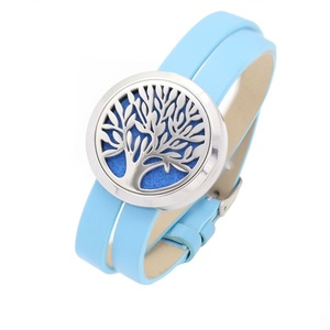 High Quality <b>Leather</b> Band Watch Stainless Steel Diffuser Locket Charm Women Aromatherapy <b>Bracelet</b> - Product Image 1