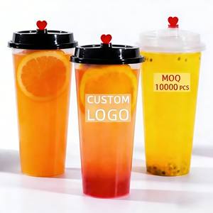 Bicchieri di Plastica Trasparenti Usa e Getta Personalizzati 12/16/20/24oz con Coperchi per <span class=keywords><strong>Limonata</strong></span> Fredda, Succo, Bubble Tea, Frappè - Product Image 1