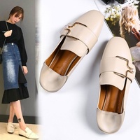 Chaussures plates pour femmes Ballet Harajuku Fengdou Dou, style rétro, en PU, avec boucle et ceinture, légères, vernies, pour l'automne et l'été