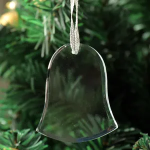 MH-DS0284 Custom Graveren Duidelijk Kerstboom Decoratie Glas Bell Vorm Opknoping Afgeschuinde Glazen Kerstboom Ornamenten