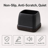 Protège-pieds carrés en silicone et feutre pour meubles, patins antidérapants et anti-rayures pour chaises et tables, idéaux pour les sols en bois dur