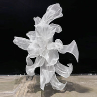 Reuze zijden organza met zeefdruk bloemen, handgemaakt, met handgestikte rand, witte kousenbloemen, bruiloft achtergronden, verjaardagsfeesten