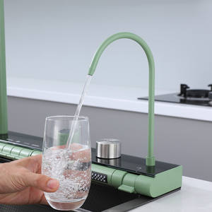 Productos más vendidos 2024 Mezclador digital de luz LED <span class=keywords><strong>Grifo</strong></span> de cocina de cascada de latón negro Pulverizador extraíble Grifos con arandela de taza - Product Image 5