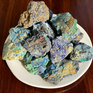Vente en gros de pierres brutes de cristal naturel pour la guérison, spécimens minéraux de cristal d'azurite bleue et de malachite pour collection - Product Image 4