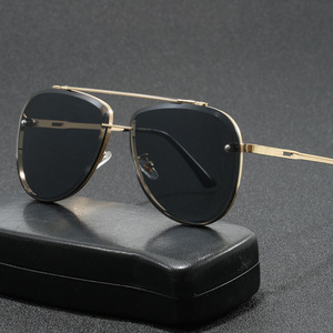 Lunettes de soleil pilote dégradées pour hommes, double pont, verres polarisés effet miroir, monture métallique pleine bordure, protection UV, tendance - Product Image 1