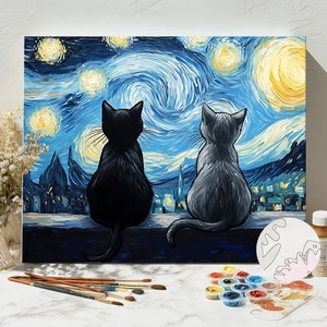 Kit Pittura a Numeri Personalizzato '<span class=keywords><strong>Notte</strong></span> <span class=keywords><strong>Stellata</strong></span>' di <span class=keywords><strong>Van</strong></span> <span class=keywords><strong>Gogh</strong></span> - Kit Fai-da-Te con Spedizione Diretta - Product Image 3