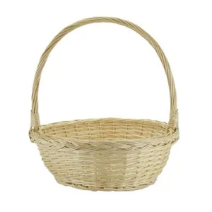 Gift Wicker Basket With Handles Wholesale OEM Oval Willow Fruit Gift Christmas Easter Storage Woven Wicker Baskets With Handle