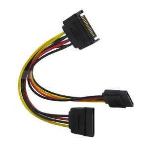 电脑用SATA 15针公到2 SATA 15针母硬盘分离器连接器电缆