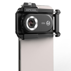 Lente de Microscopio para Teléfono Inteligente Apexel con Nuevo Molde, Aumento de 100X, con Luz <span class=keywords><strong>LED</strong></span> UV y CPL, Lentes Macro de Bolsillo - Product Image 1