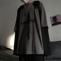 Camisa Gótica Goth de Dos Piezas Ropa Alternativa Top Gótico de Manga Larga Ropa Grunge