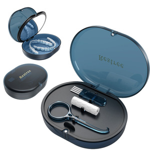 Boîte de rangement invisible pour orthodontie à 2 couches avec miroir pour le nettoyage des prothèses dentaires. - Product Image 2