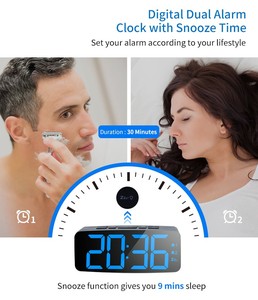 Orologio Digitale LED Radiocomandato con Grande Display Blu, Radio FM <span class=keywords><strong>Portatile</strong></span>, Sei Livelli di Controllo Luminosità, Sveglia 155*42*52mm - Product Image 4