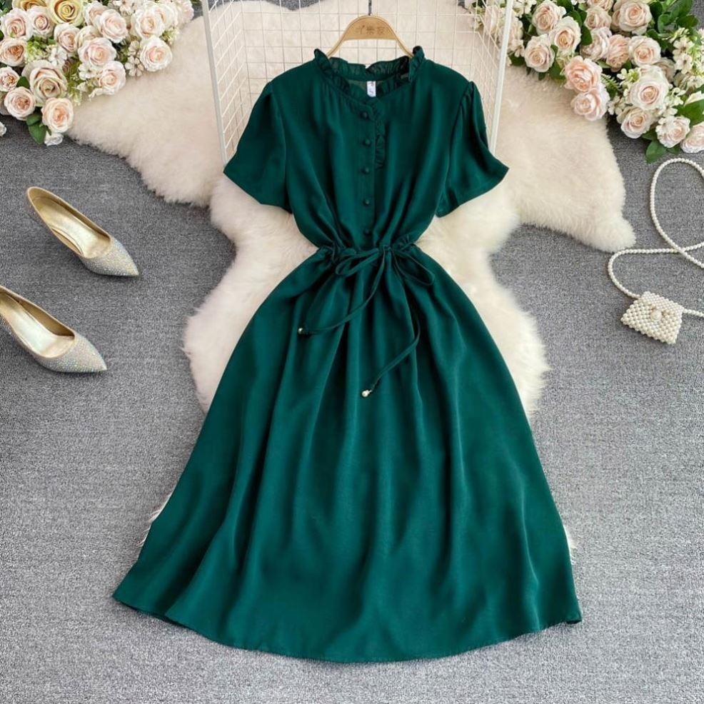 New V-Neck Mid-Length A-Line Swing Dress| Alibaba.com