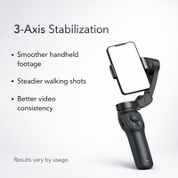 Stabilisateur de téléphone portable 3 axes portable, rotation à 360 degrés, stabilisateur de smartphone pliable avec module d'éclairage intégré