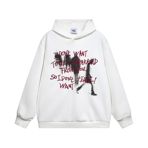 เสื้อมีฮู้ดสำหรับผู้ชายแนวสตรีทพิมพ์ลายกราฟฟิตีแนวสตรีทสูงสไตล์อเมริกันตามสั่ง - Product Image 2