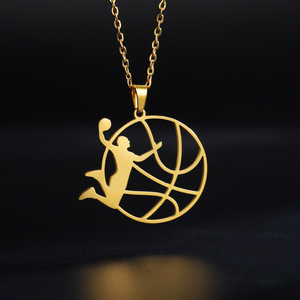 Nuevo Collar <span class=keywords><strong>de</strong></span> Acero Inoxidable con Colgante <span class=keywords><strong>de</strong></span> Baloncesto Personalizado <span class=keywords><strong>de</strong></span> la Serie Deportiva, Joyería <span class=keywords><strong>de</strong></span> Moda - Product Image 2