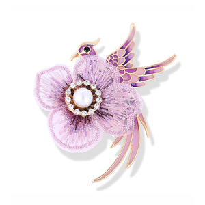 Bros Pin Pria Klasik Grosir Bertabur Batu Rhinestone 3D Motif Bunga Burung - Product Image 6