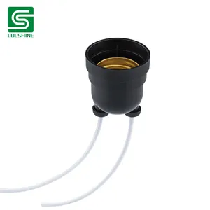 E27 Base Socket Bulb Lamp Holder Black Waterproof Screw-in Socket 250V 16A With Lead Wire