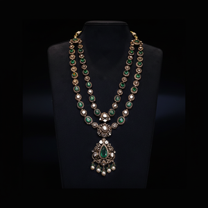 Collier plaqué or de luxe 24 carats de haute qualité fait à la main serti de diamants-parfait pour les occasions spéciales - Product Image 1