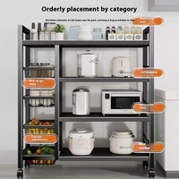 Chariot de rangement multifonctionnel en métal ABS avec roulettes Support pour snacks et four à micro-ondes sur pied pour chambre à coucher et cuisine