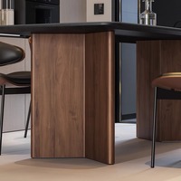 Neuer Vintage Esstisch aus Schwarznuss mit Steinplatte für Wohnzimmer und Essbereich im Antik-Stil