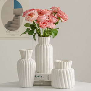 Wholesale Stocked Big Mouth Minimalist White Porcelain Ceramic Tabletop <strong>Flower</strong> <strong>Vase</strong> for Easter - Product Image 1
