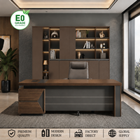 Bureau de direction en L durable au design moderne en bois pour patron, usage domestique ou professionnel