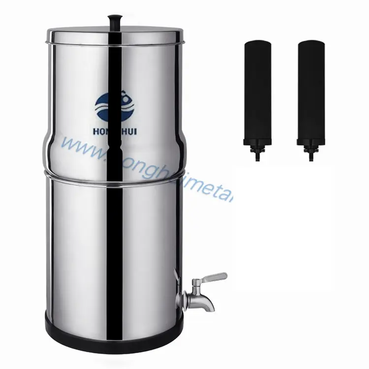 portable 2.25 Gallons camping stainless steel gravity water filter gravity filter