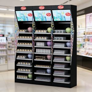 LED Lights Cosmetic <b>Display</b> <b>Stand</b> Metal Floor Showcase for Makeup & Skincare Product Retail Merchandising Rack for Mall Boutique - Product Image 1