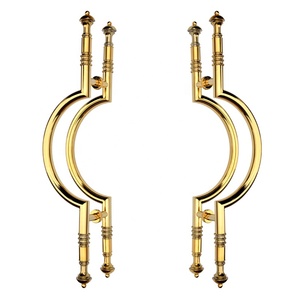 Manija de puerta de vidrio de acero inoxidable, elegante, circular, dorada, grande, alta gama - Product Image 1