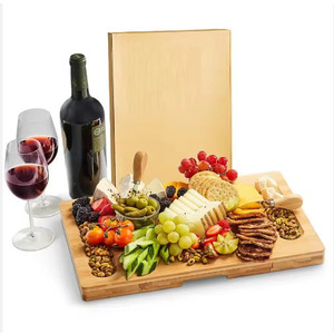 Juego de tabla de quesos de bambú con cubiertos, bandeja para servir queso apta para lavavajillas, para fiestas y cenas - Product Image 2