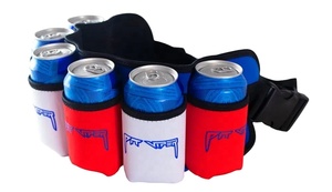 Neoprene Beer & Soda Can Holster Belt, Holds 6 Beverages, Waist Beer Holder Belt - Product Image 2