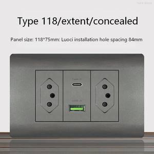 Interruptor de pared eléctrico estándar brasileño de 20A con enchufe y toma de corriente con USB Tipo-C 118, enchufe de pared con lámpara. - Product Image 3